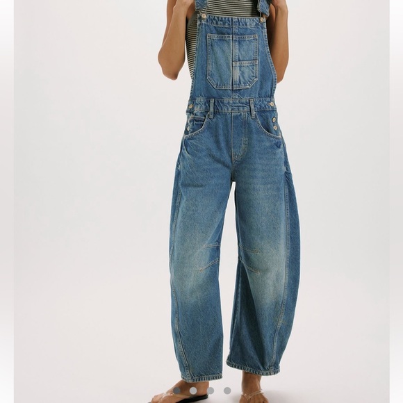 Free People Denim - NWT Free People Good Luck Barrel Overalls
